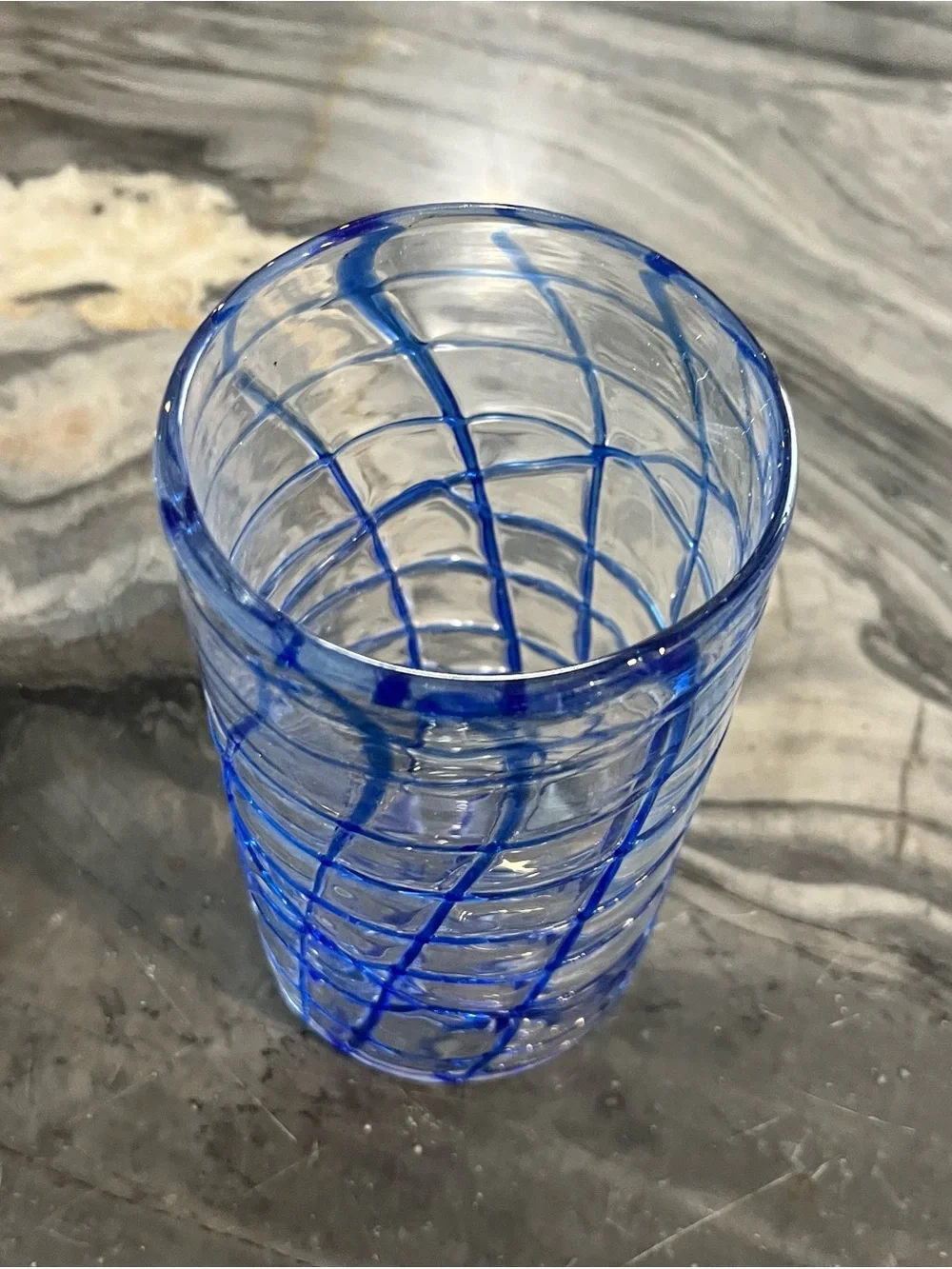 Vintage Hand Blown Mexican Art Glass Cylinder Vase 6